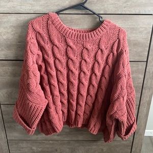 Boutique Oversized Crochet Sweater, Rust, Medium/Large